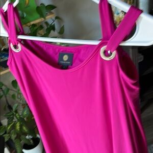 JM Collection Pink Sleeveless Tank Top with Eyelet Details